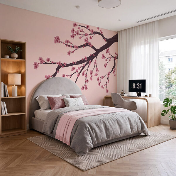 Boomtak met roze bloemen Boomtak met roze bloemen