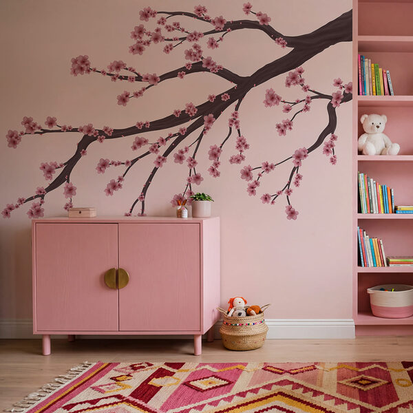 Boomtak met roze bloemen Boomtak met roze bloemen