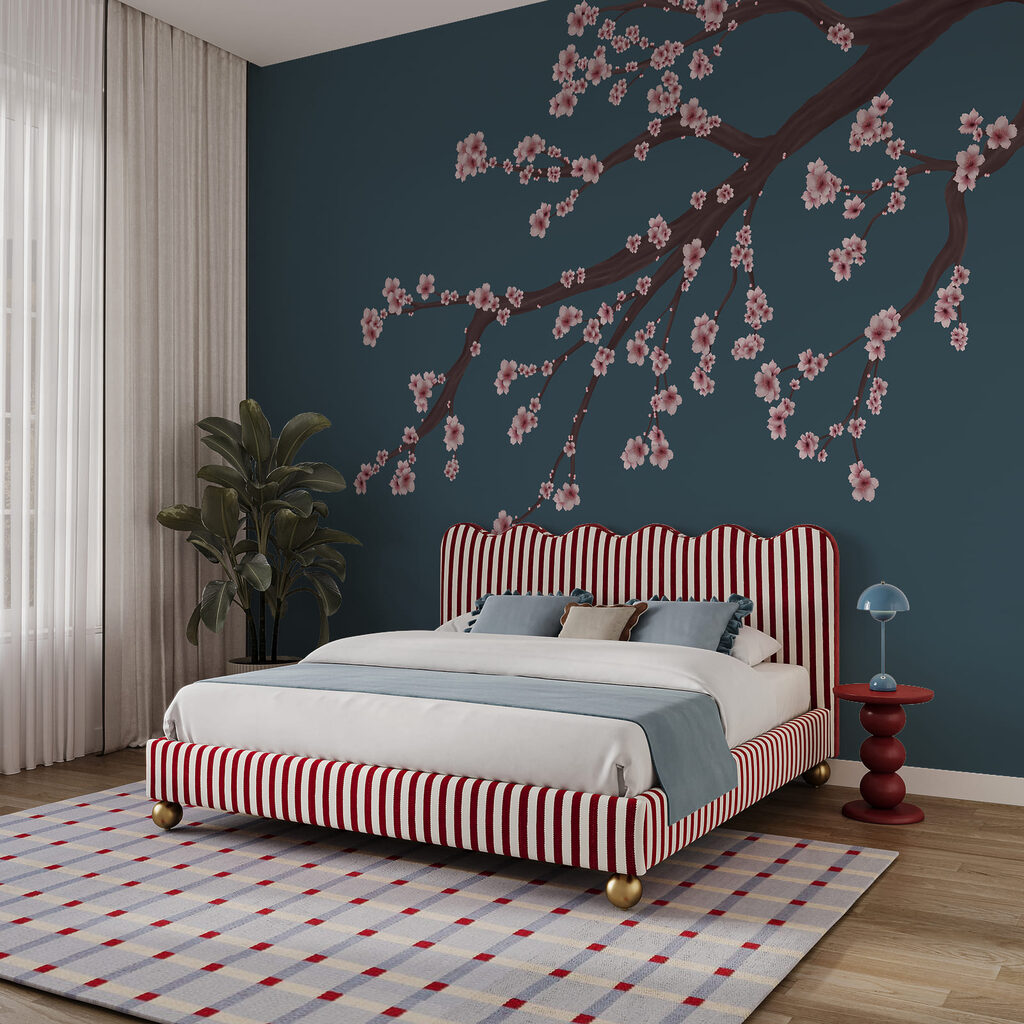Boomtak met roze bloemen Boomtak met roze bloemen