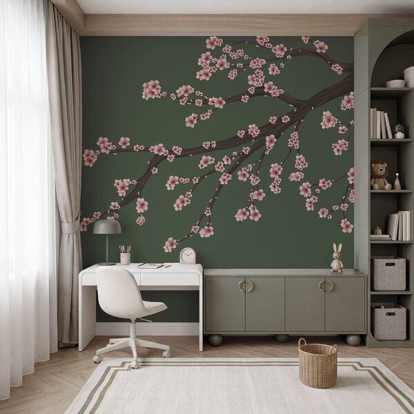Boomtak met roze bloemen Boomtak met roze bloemen