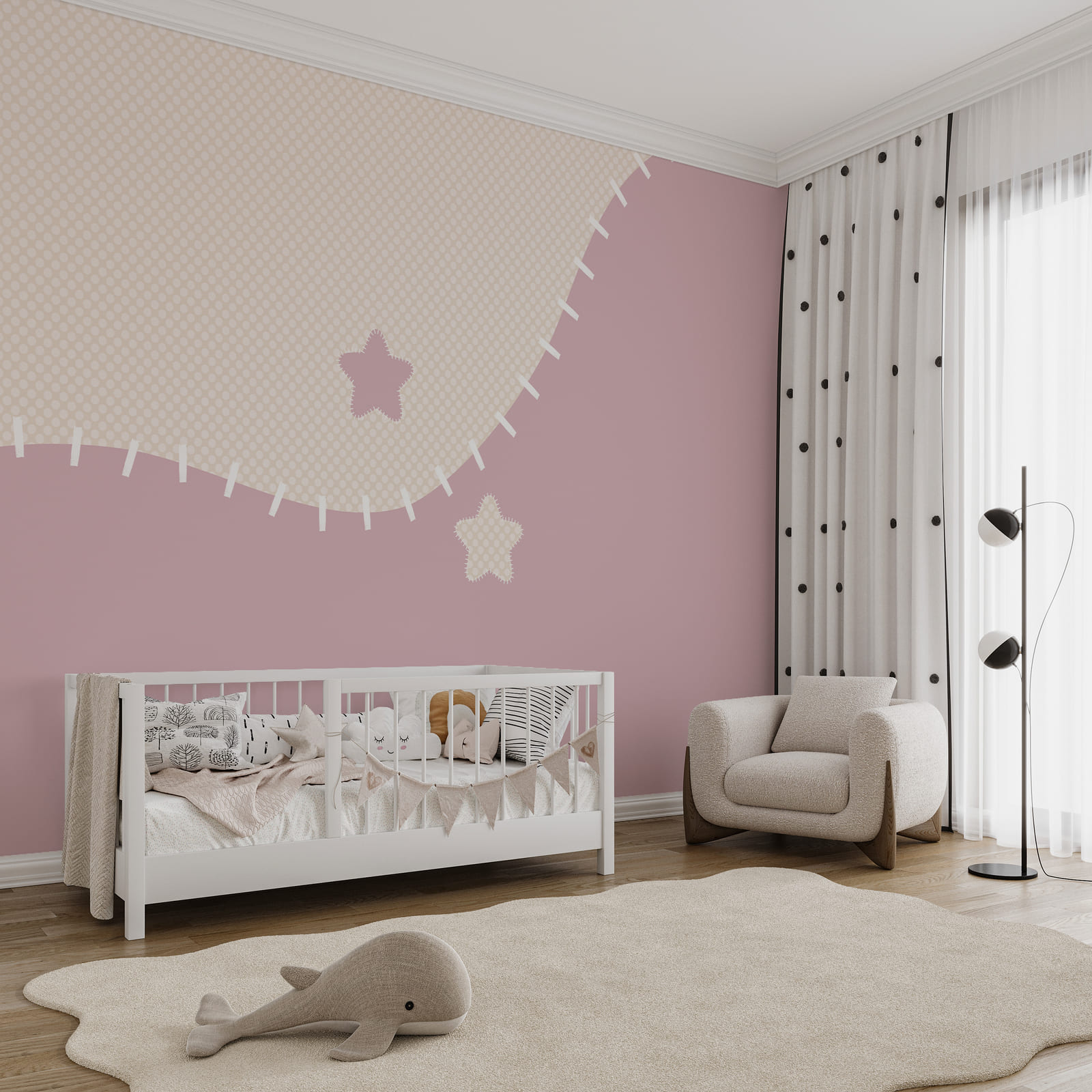 Roze en witte stof met sterren Roze en witte stof met sterren