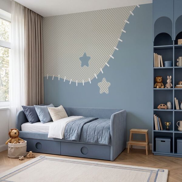 Blauw-witte stof met sterren Blauw-witte stof met sterren