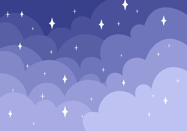 Blue sky with white clouds and stars Blue sky with white clouds and stars