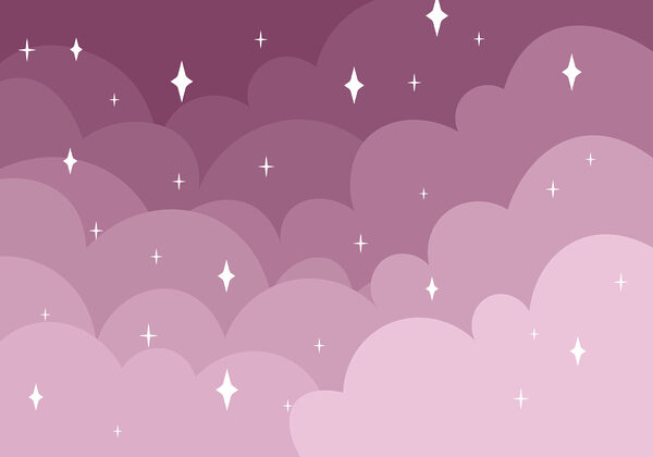 Purple and pink clouds and stars