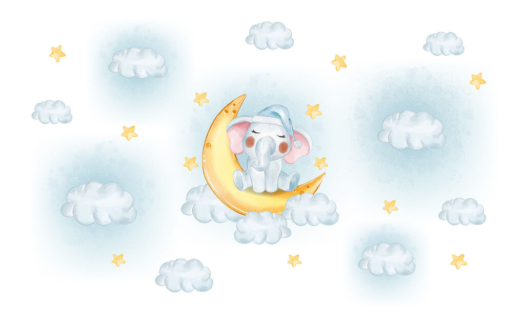 Cartoon elephant sitting on the moon Cartoon elephant sitting on the moon