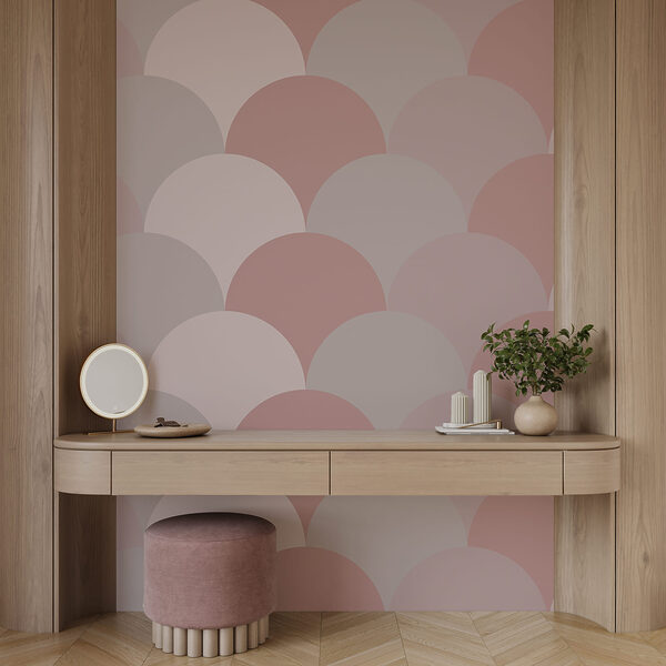 Patroon van cirkels in roze en grijs