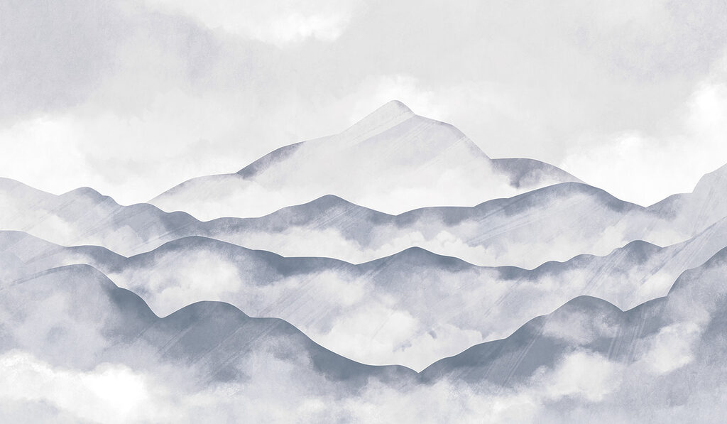 Mountain range with clouds