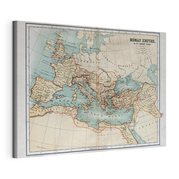 Een kaart van europa met rode lijnen Canvas Schilderijen Een kaart van europa met rode lijnen