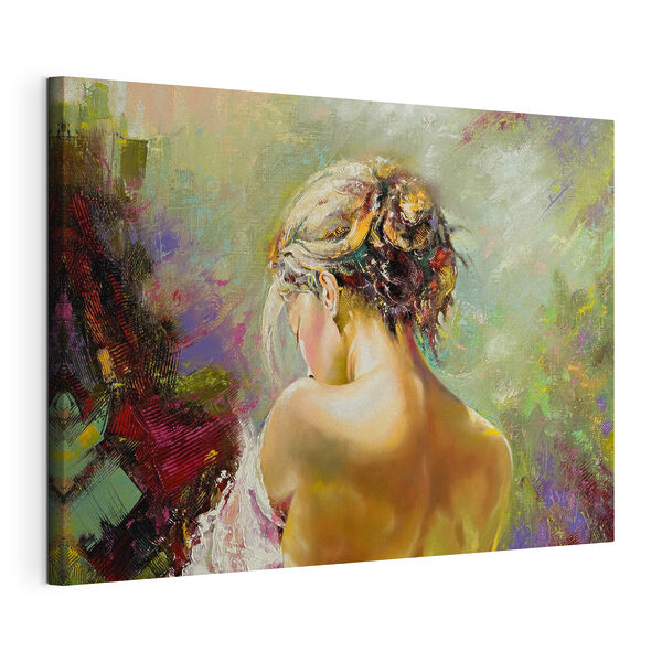Canvas Schilderijen Een schilderij van een vrouw