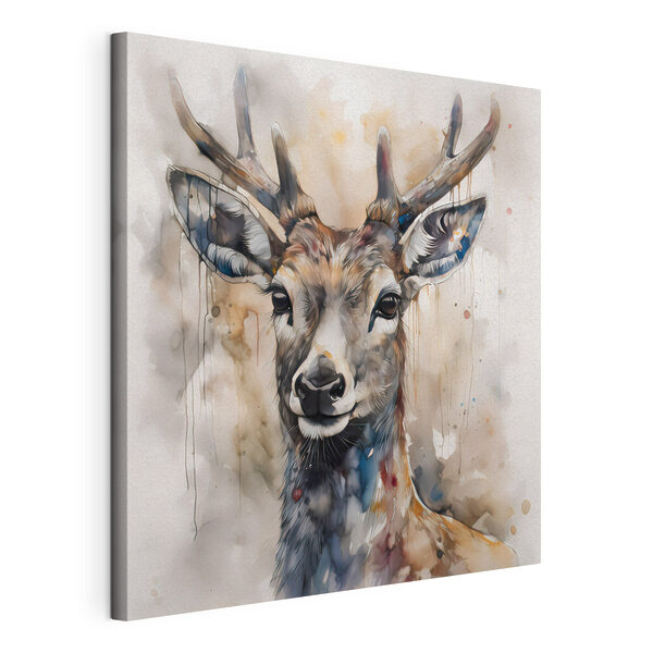 Een aquarel van een hert Canvas Schilderijen Een aquarel van een hert