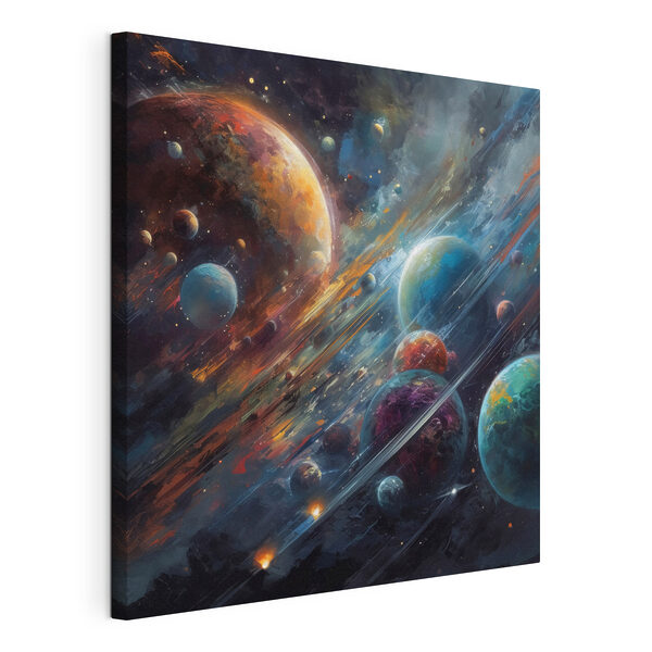 Canvas Schilderijen Canvas Schilderijen Planeten in de ruimte met planeten en sterren (Artikelnummer: s32350)