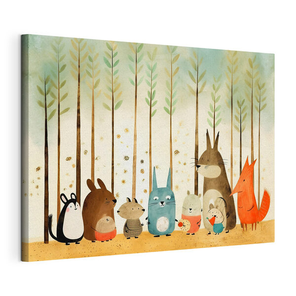 Een groep dieren in een lijn Canvas Schilderijen Een groep dieren in een lijn