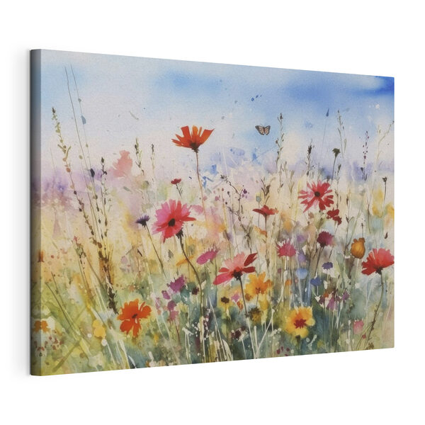 Canvas Schilderijen Een aquarelschilderij van bloemen en een vlinder (Artikelnummer: s33668) Canvas Schilderijen Canvas Schilderijen Een aquarelschilderij van bloemen en een vlinder (Artikelnummer: s33668)