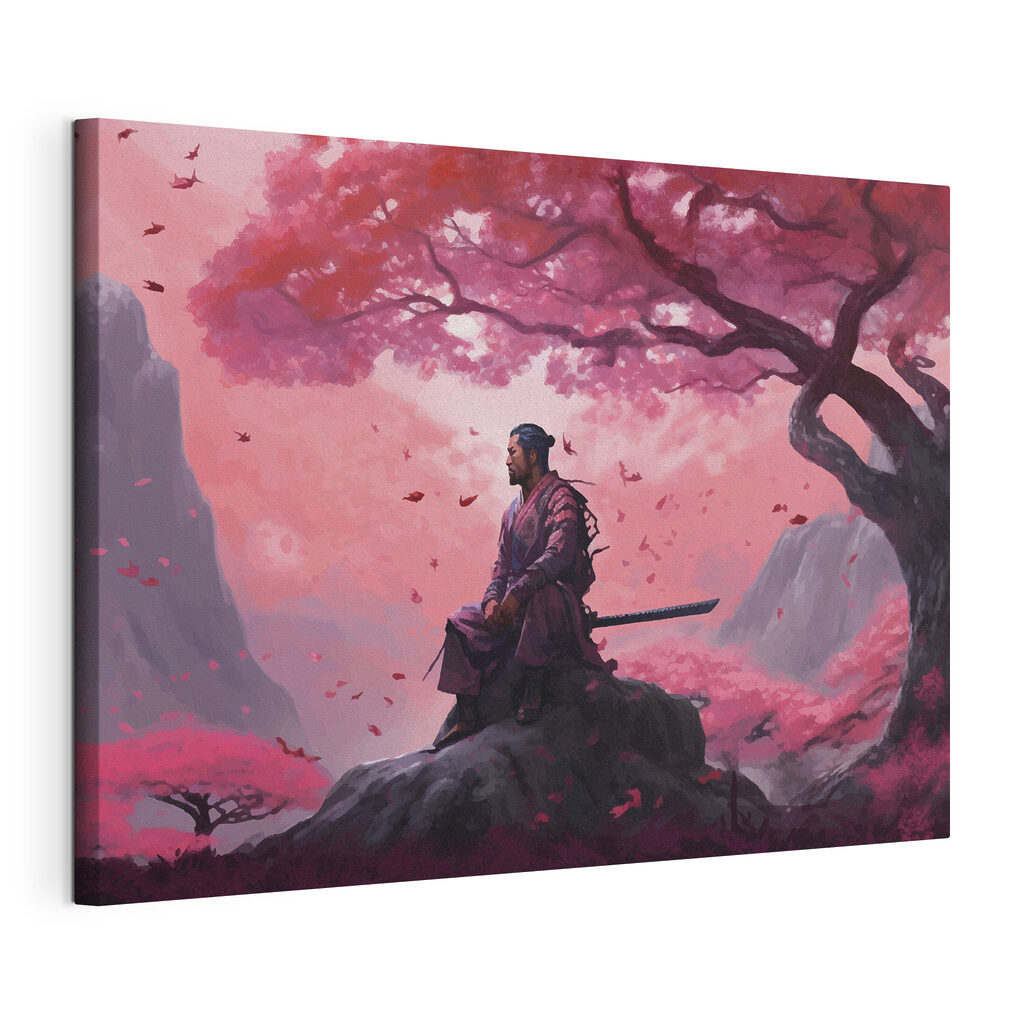 A man sitting on a rock with a sword