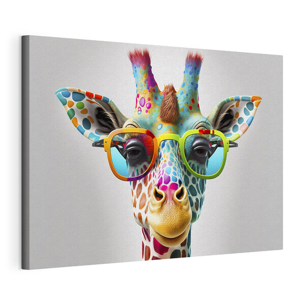 Een giraffe met een bril Canvas Schilderijen Een giraffe met een bril