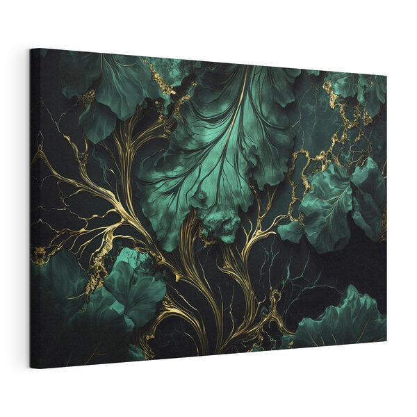 Canvas Schilderijen Elegante groenblauwe bladeren met metallic nerven (Artikelnummer: s34486) Canvas Schilderijen Canvas Schilderijen Elegante groenblauwe bladeren met metallic nerven (Artikelnummer: s34486)