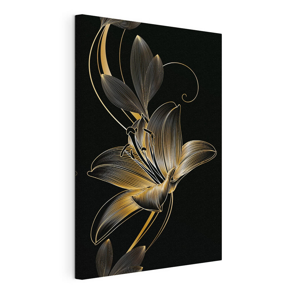 Elegant black and amber floral art