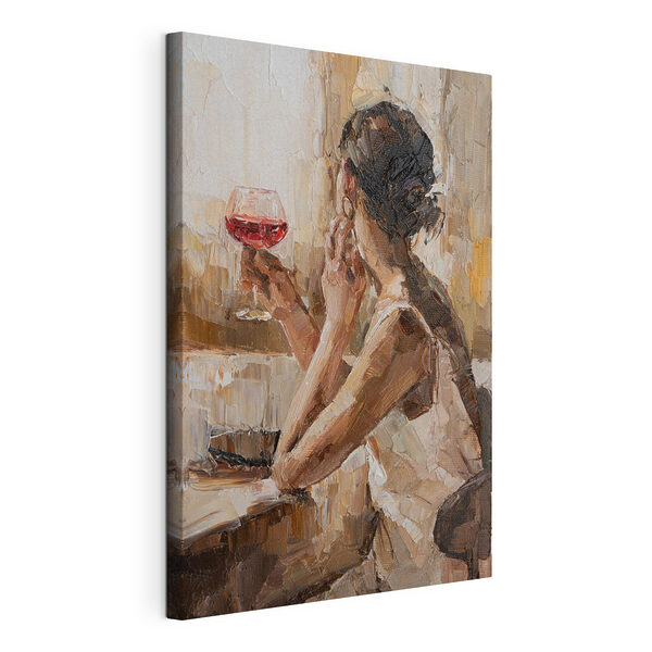 Canvas Schilderijen Een schilderij van een vrouw met een glas wijn in de hand (Artikelnummer: s34590) Canvas Schilderijen Canvas Schilderijen Een schilderij van een vrouw met een glas wijn in de hand (Artikelnummer: s34590)