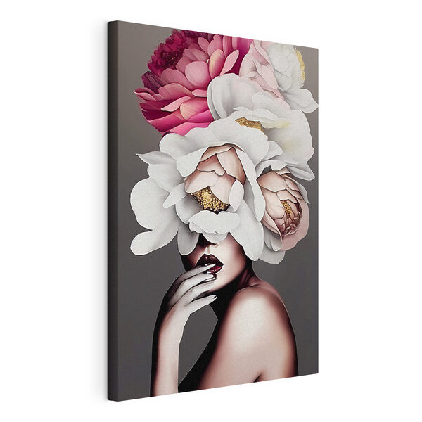 Een vrouw met bloemen op haar hoofd Canvas Schilderijen Een vrouw met bloemen op haar hoofd