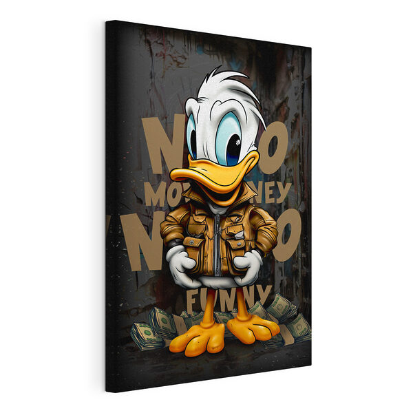 Canvas Schilderijen Cartoon eend met jas en geld in de hand (Artikelnummer: s35194) Canvas Schilderijen Canvas Schilderijen Cartoon eend met jas en geld in de hand (Artikelnummer: s35194)