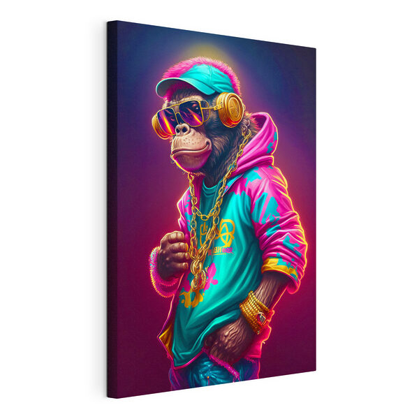 Een aap met een hoed en zonnebril Canvas Schilderijen Een aap met een hoed en zonnebril
