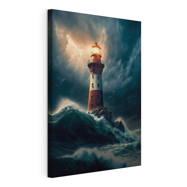 Canvas Schilderijen Vuurtoren in de oceaan