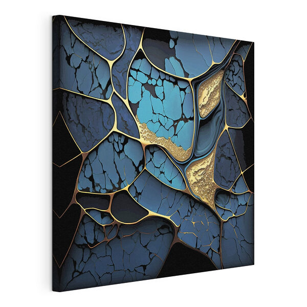 Turquoise en bronzen abstracte elegantie Canvas Schilderijen Turquoise en bronzen abstracte elegantie