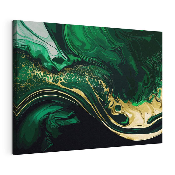 Emerald swirls met sprankelende accenten Canvas Schilderijen Emerald swirls met sprankelende accenten