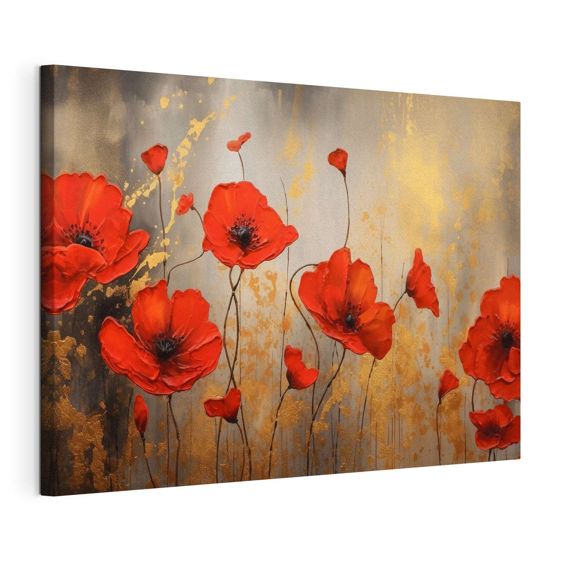 A painting of red flowers A painting of red flowers