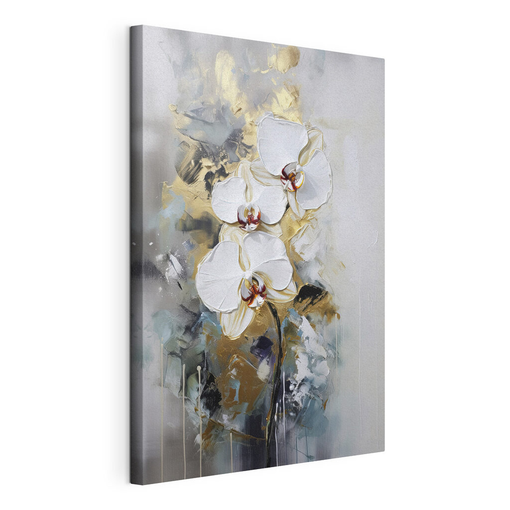 A painting of white flowers A painting of white flowers