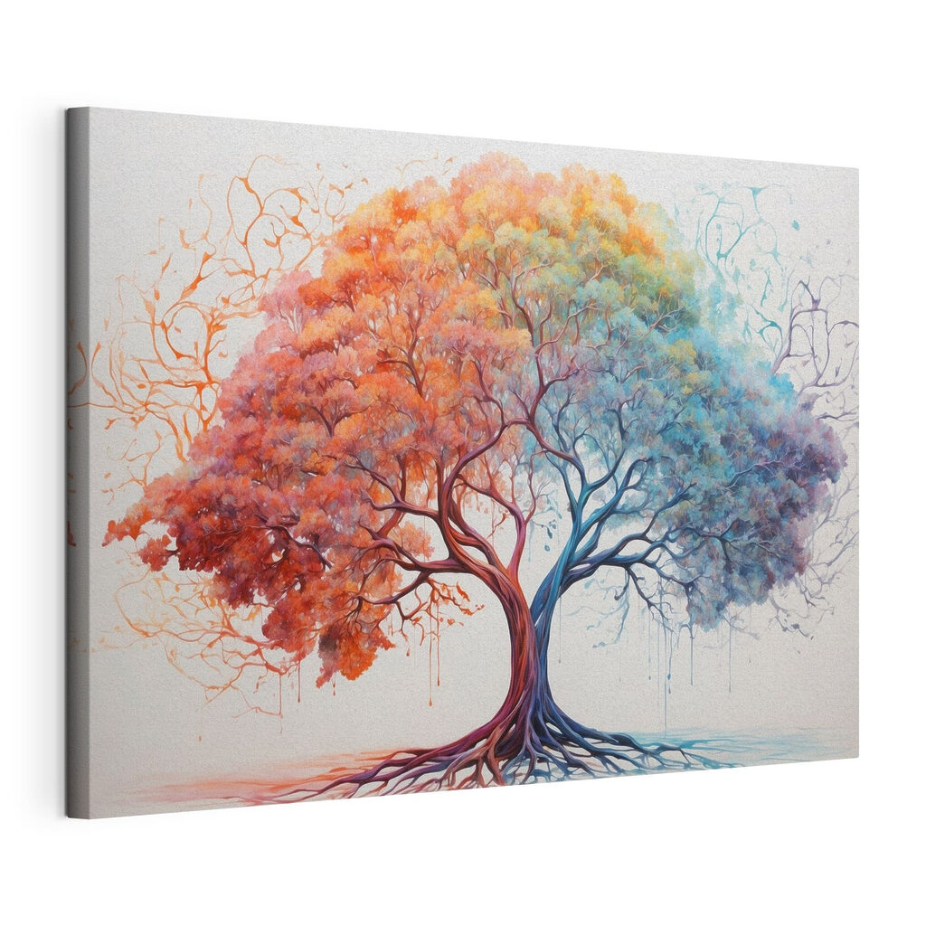 A tree with different colors of leaves