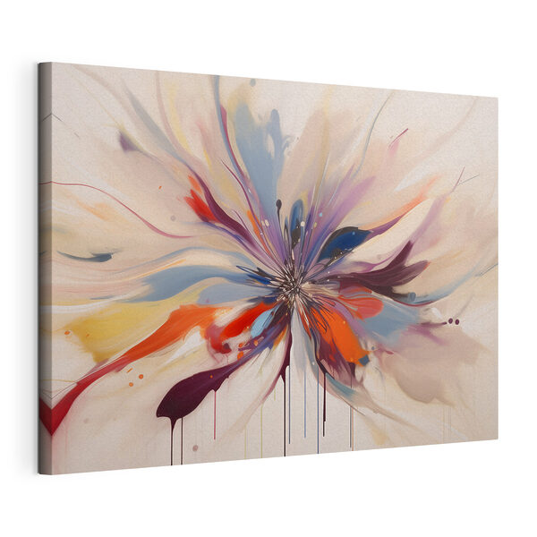 Canvas Schilderijen Een kleurrijke bloem met een uitbarsting van verf