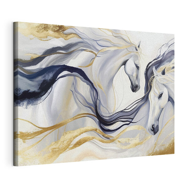 Etherische paarden te midden van wervelende kleuren Canvas Schilderijen Etherische paarden te midden van wervelende kleuren