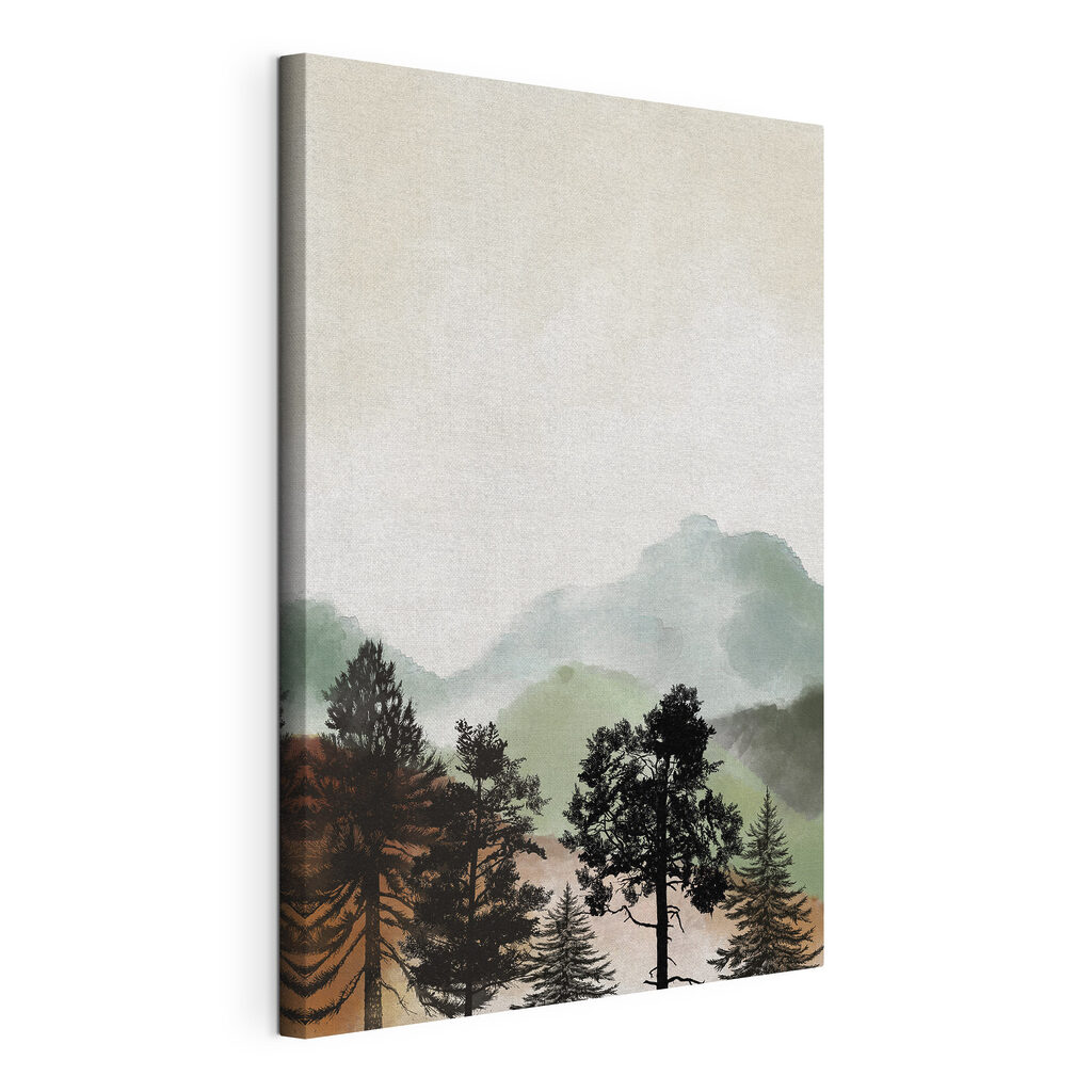 A landscape with trees and mountains