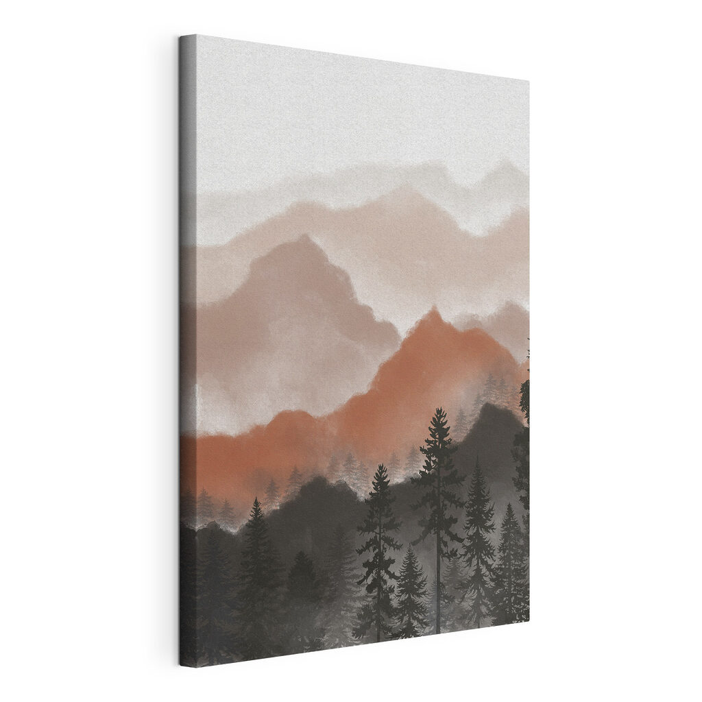 A landscape of mountains and trees A landscape of mountains and trees