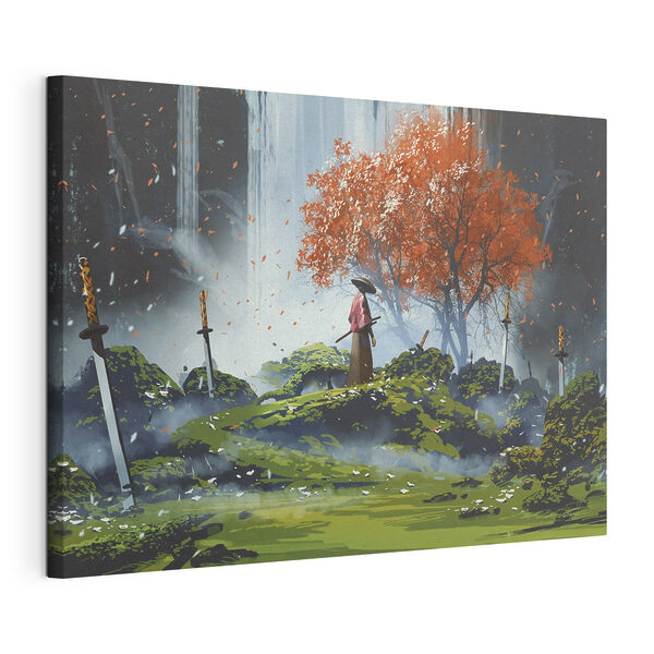 Canvas Schilderijen Een persoon in een veld met zwaarden (Artikelnummer: s37105) Canvas Schilderijen Canvas Schilderijen Een persoon in een veld met zwaarden (Artikelnummer: s37105)