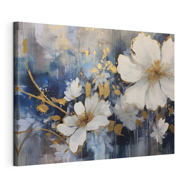 Canvas Schilderijen Florale elegantie in blauw en wit (Artikelnummer: s35526) Canvas Schilderijen Canvas Schilderijen Florale elegantie in blauw en wit (Artikelnummer: s35526)