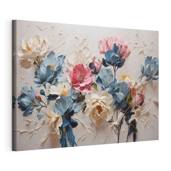 Canvas Schilderijen Een schilderij van bloemen op een wit oppervlak (Artikelnummer: s37336) Canvas Schilderijen Canvas Schilderijen Een schilderij van bloemen op een wit oppervlak (Artikelnummer: s37336)