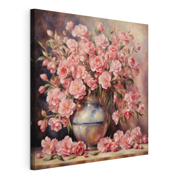 Canvas Schilderijen Een schilderij van roze bloemen in een vaas (Artikelnummer: s37438) Canvas Schilderijen Canvas Schilderijen Een schilderij van roze bloemen in een vaas (Artikelnummer: s37438)