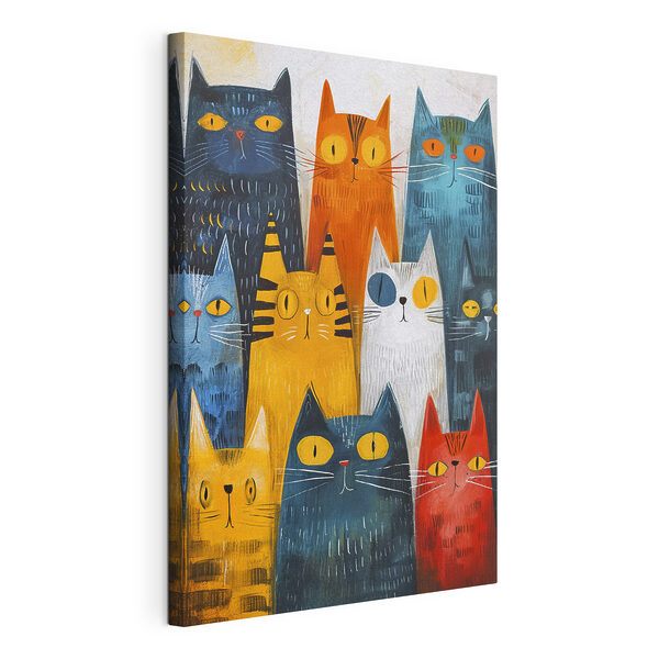 Een groep katten met verschillende kleuren Canvas Schilderijen Een groep katten met verschillende kleuren