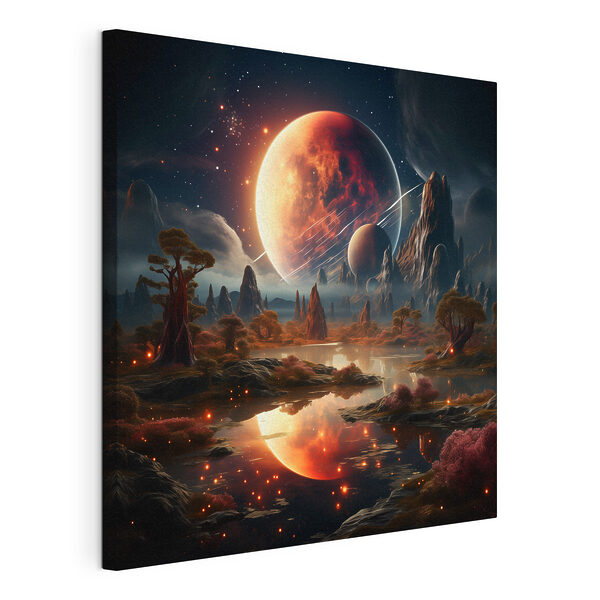 Canvas Schilderijen A landscape with a river and a moon (Artikelnummer: s37392) Canvas Schilderijen A landscape with a river and a moon (Artikelnummer: s37392)