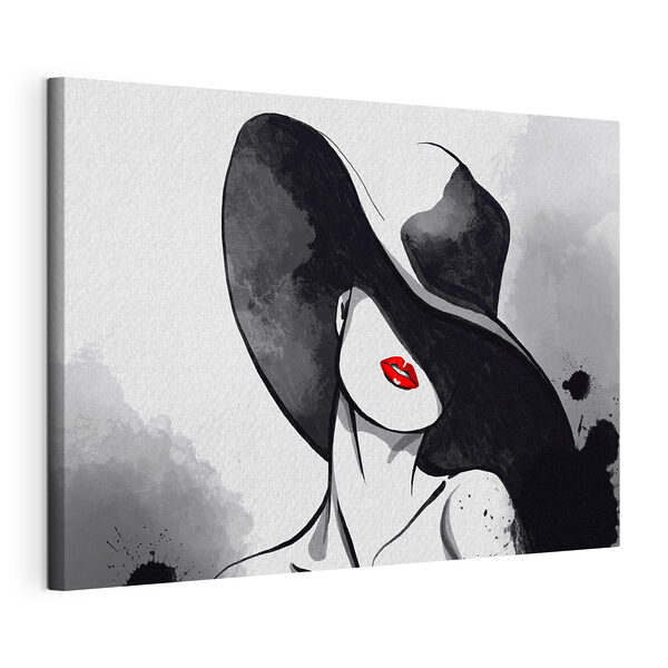 Canvas Schilderijen Een vrouw met een hoed