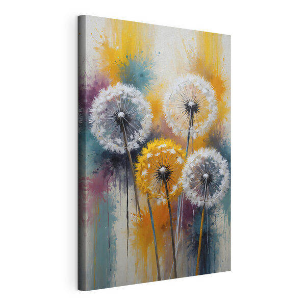 Canvas Schilderijen Een groep paardenbloemen met witte zaden (Artikelnummer: s38060) Canvas Schilderijen Canvas Schilderijen Een groep paardenbloemen met witte zaden (Artikelnummer: s38060)