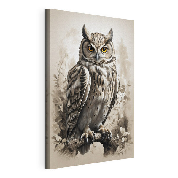 Canvas Schilderijen Een schilderij van een uil