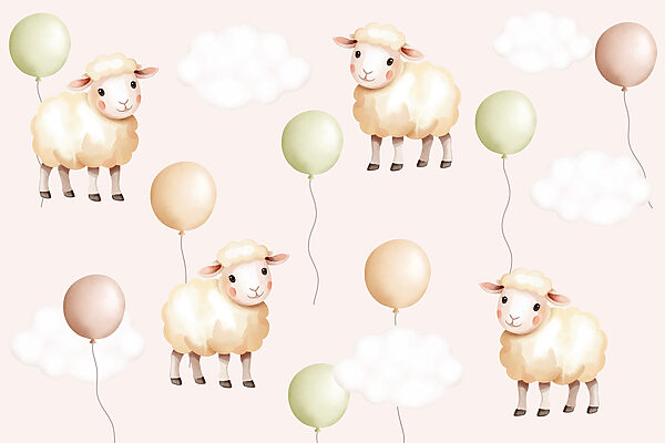 Pattern of sheep and balloons