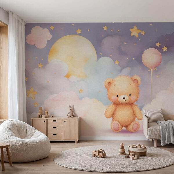 Teddybeer die op een wolk zit