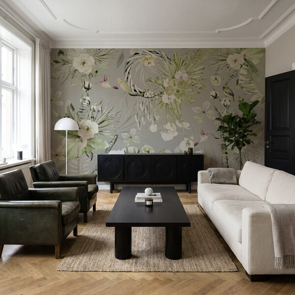 Bloemmotief met vogels en bloemen Bloemmotief met vogels en bloemen