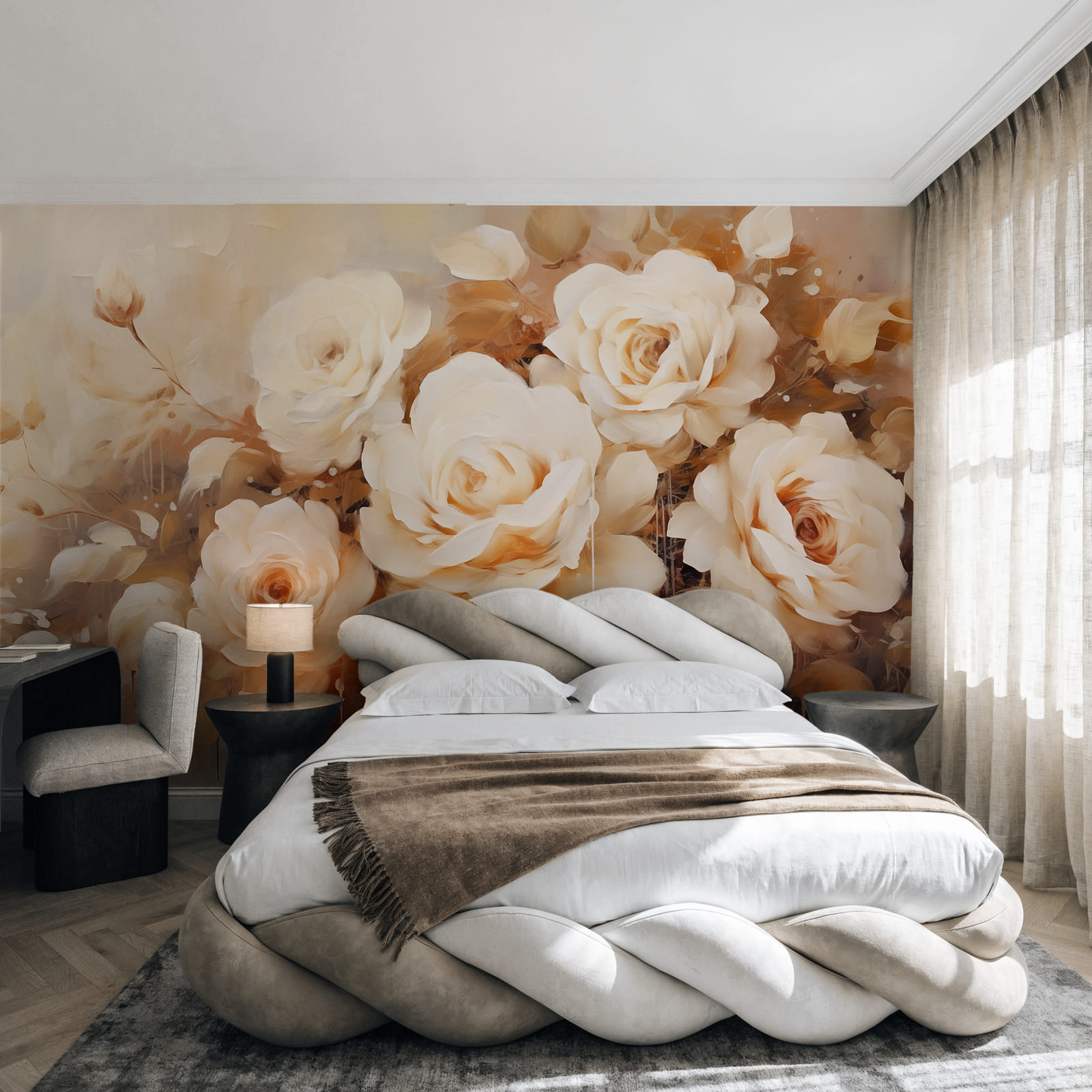 Schilderij van witte rozen Schilderij van witte rozen