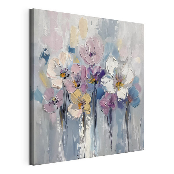 Canvas Schilderijen Een schilderij van bloemen op een witte achtergrond