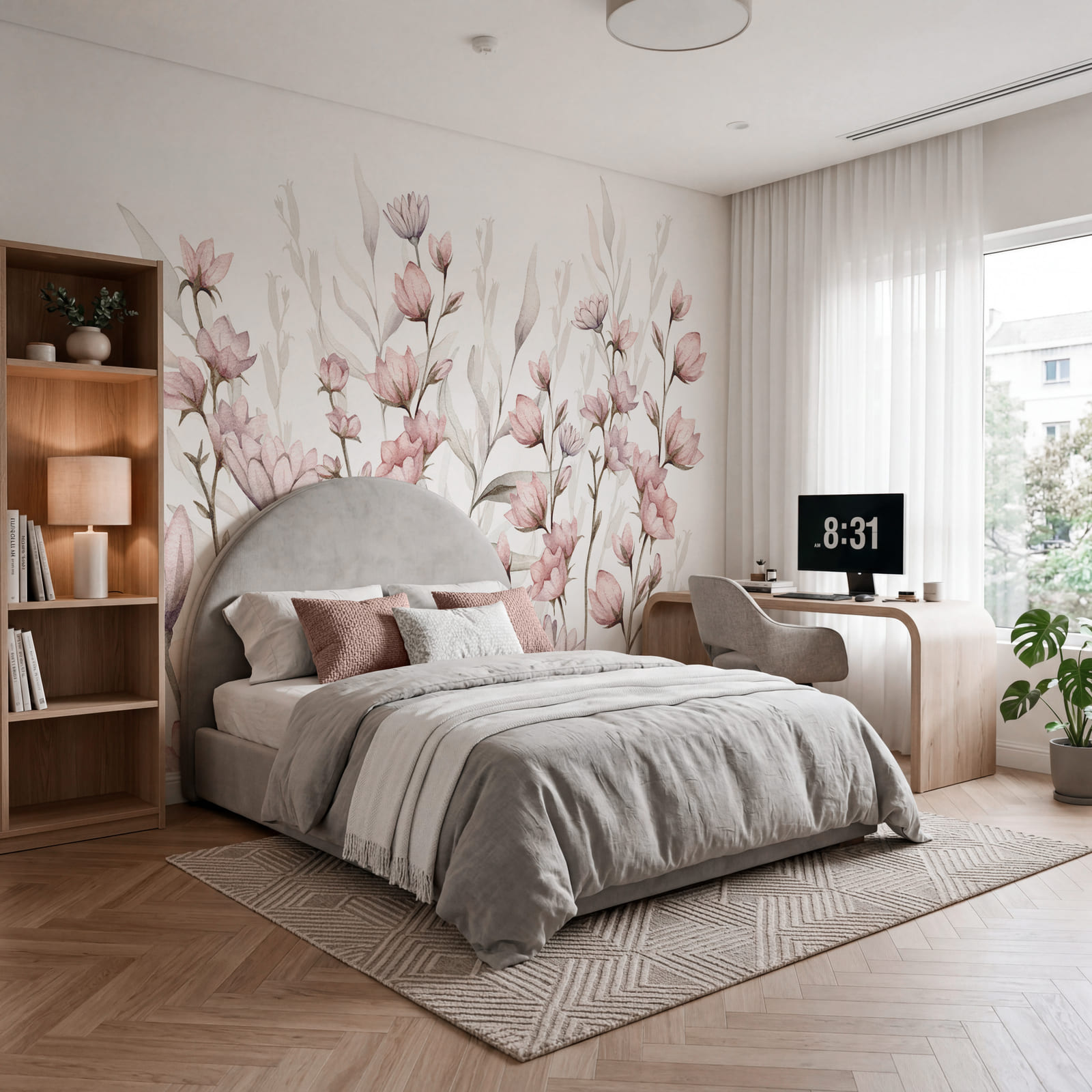 Schilderij van bloemen en bladeren Schilderij van bloemen en bladeren